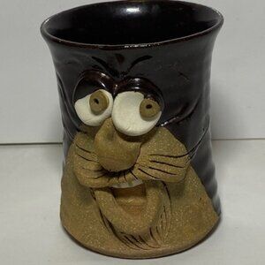 Vintage Ugly Face Mug! Signed JV 1984. Pottery